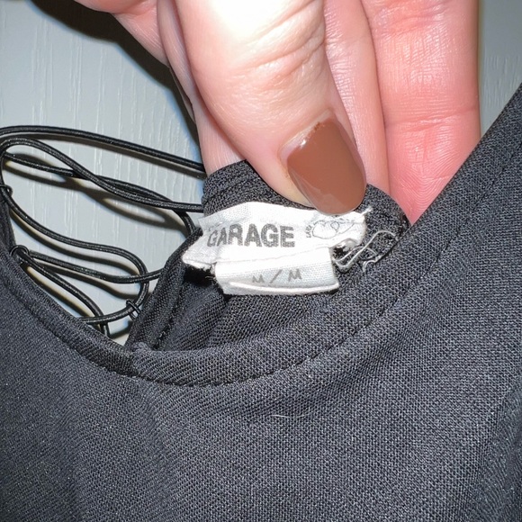 VINTAGE Garage Black Bungee Strap Laced Detail Back Thong Bodysuit - Picture 4 of 4